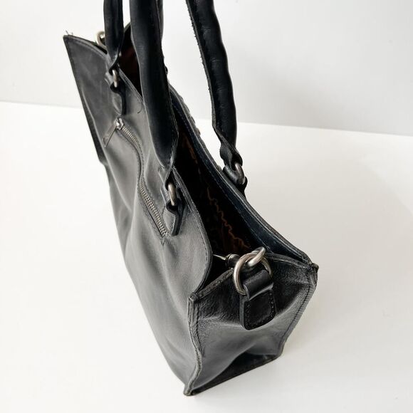 Patricia Nash Black Leather Tote Shoulder Bag Purse Studded Zancona Heritage - Picture 7 of 8